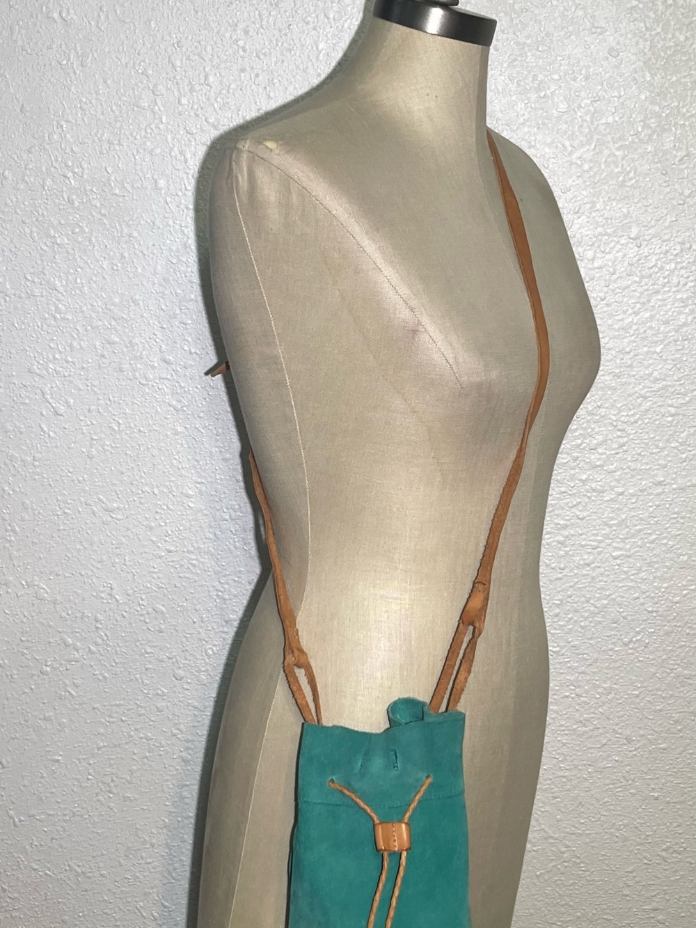 Free people teal Suede Drawstring Bucket Bag - Picture 3 of 6
